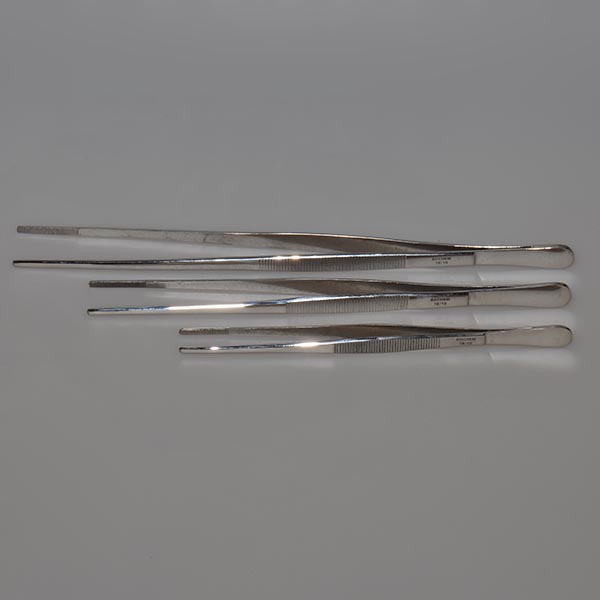 Stainless steel tweezer, 20 cm long, round, ripped